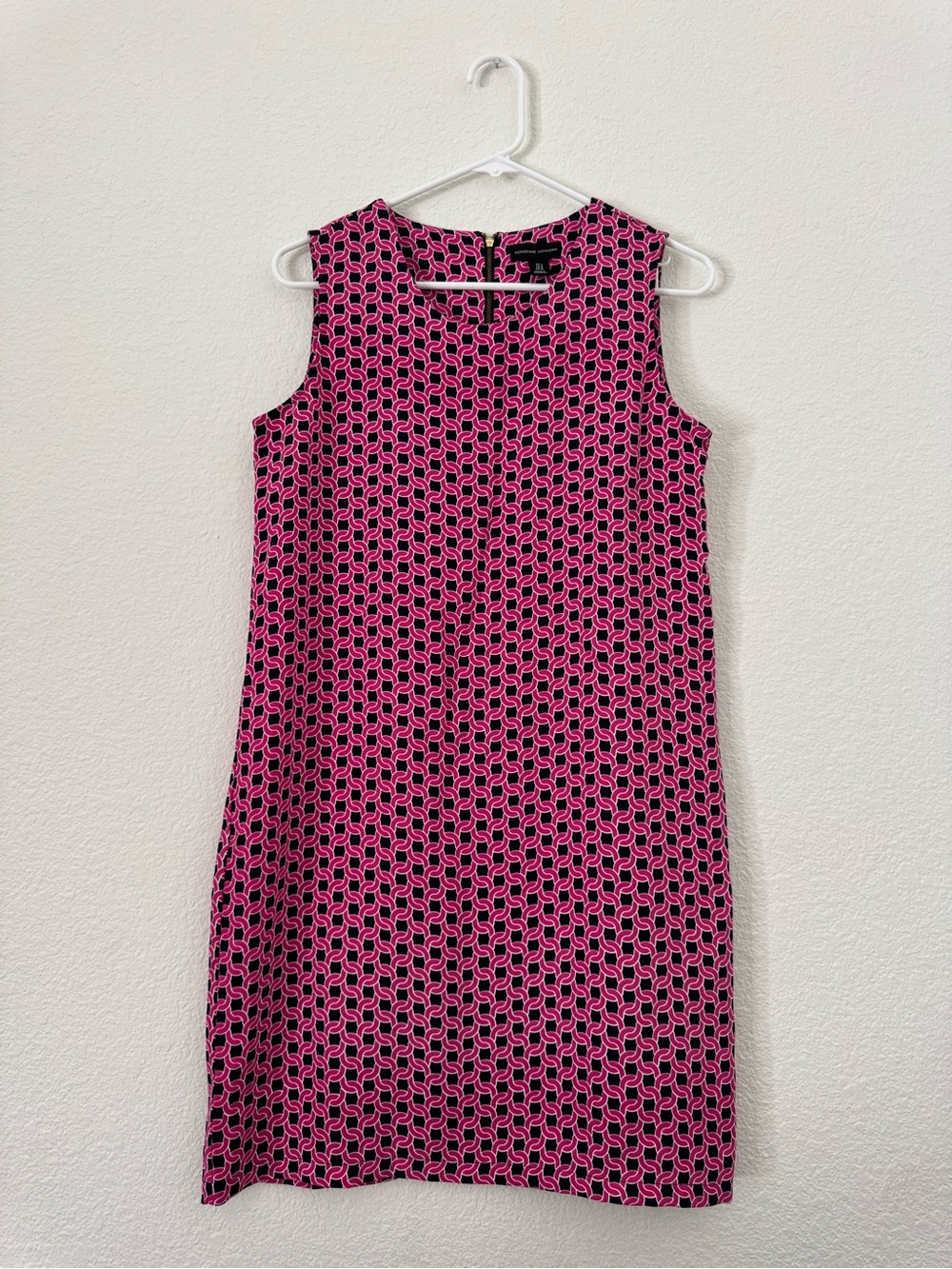 Adrienne Vittadini Pink Geometric Sleeveless Shift Dress Women’s Size 4